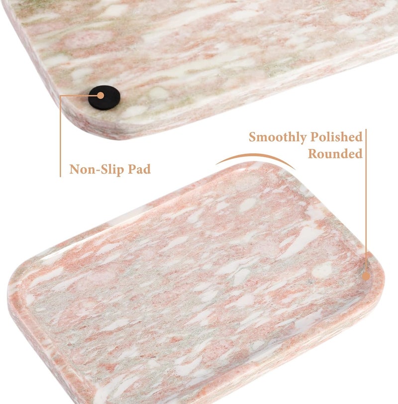 karibiber Marble Vanity Tray, Marble Bathroom Tray Countertop, Decorative Tray for Dresser, Rosso Red Stone Serving Trays for Kitchen, Perfume, Jewelry Candle Holder, Catch All - Image 3